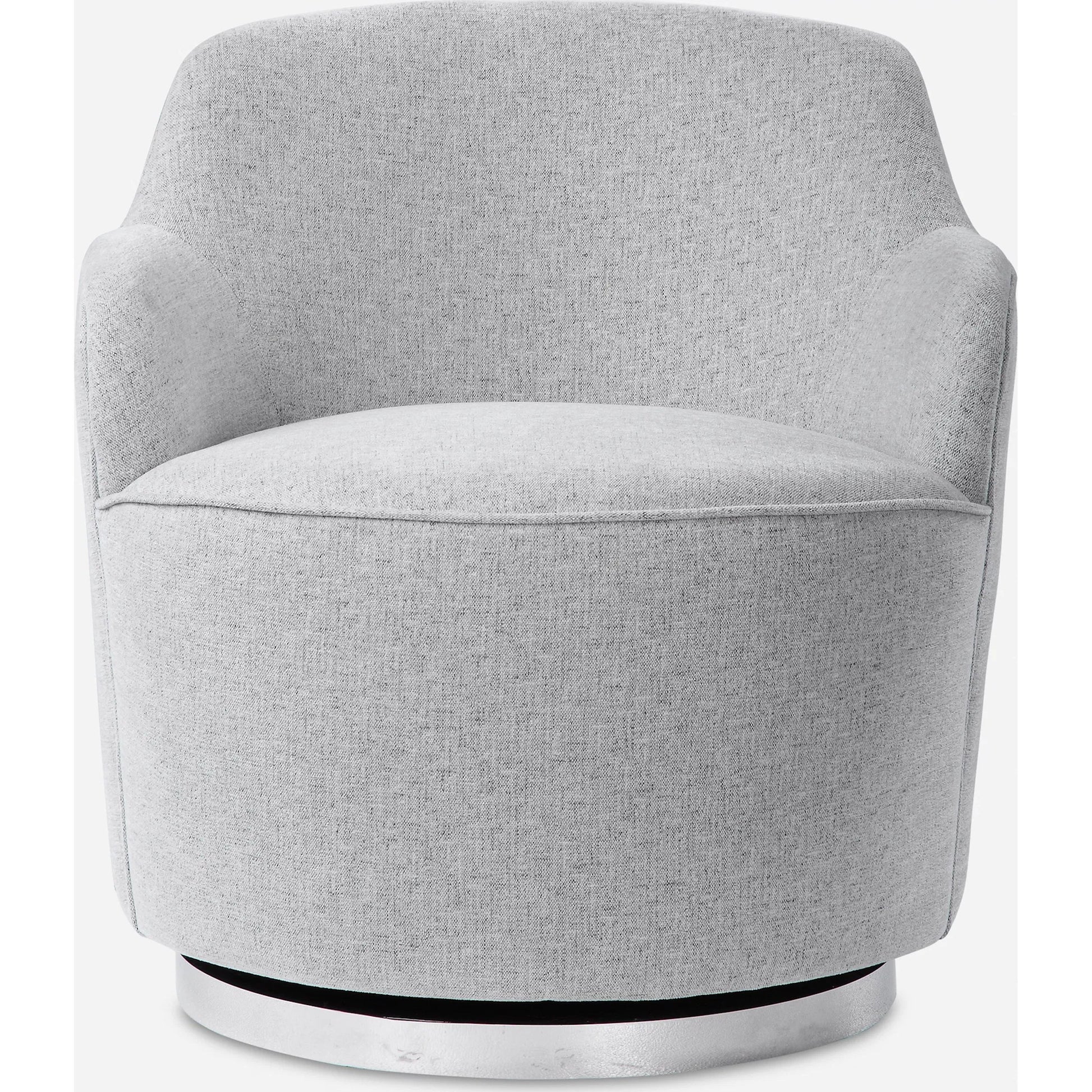 Hobart Casual Swivel Chair by Uttermost. Made from plywood, stainless steel, fabric, foam in a modern style.