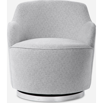 Hobart Casual Swivel Chair by Uttermost. Made from plywood, stainless steel, fabric, foam in a modern style.