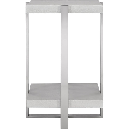 Arnaut Accent Table by Uttermost in white. Made from steel, mdf, pu fabric in a modern style.