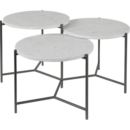 Contarini Tiered Coffee Table by Uttermost. Made from white venetian marble, iron in a modern style.