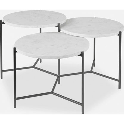 Contarini Tiered Coffee Table by Uttermost. Made from white venetian marble, iron in a modern style.