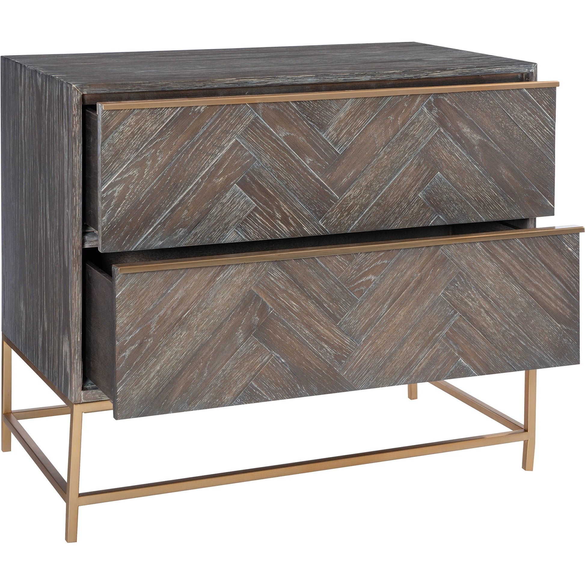 Armistead Drawer Chest by Uttermost in walnut. Made from oak veneer, steel, mdf in a modern style.