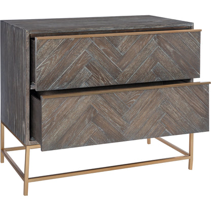 Armistead Drawer Chest by Uttermost in walnut. Made from oak veneer, steel, mdf in a modern style.