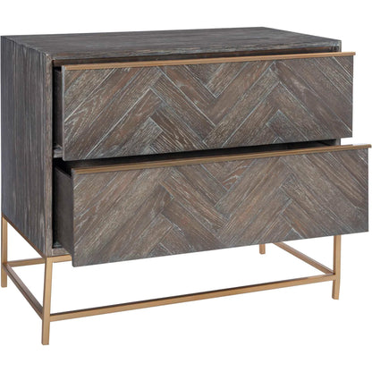Armistead Drawer Chest by Uttermost in walnut. Made from oak veneer, steel, mdf in a modern style.