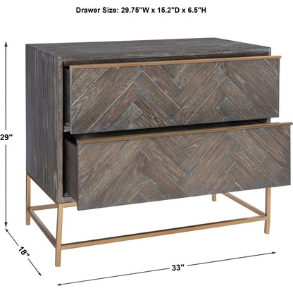 Armistead Drawer Chest by Uttermost in walnut. Made from oak veneer, steel, mdf in a modern style.