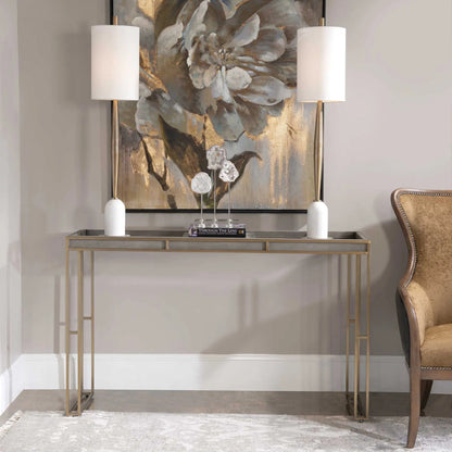 Cardew Modern Console Table by Uttermost. Made from pu fabric, steel, mdf in a modern style.