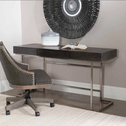 Claude Modern Oak Desk by Uttermost. Made from mdf, oak veneer, steel in a modern style.