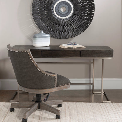 Claude Modern Oak Desk by Uttermost. Made from mdf, oak veneer, steel in a modern style.