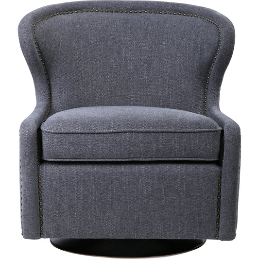 Biscay Swivel Chair by Uttermost. Made from fabric, iron, foam, plywood in a modern style.