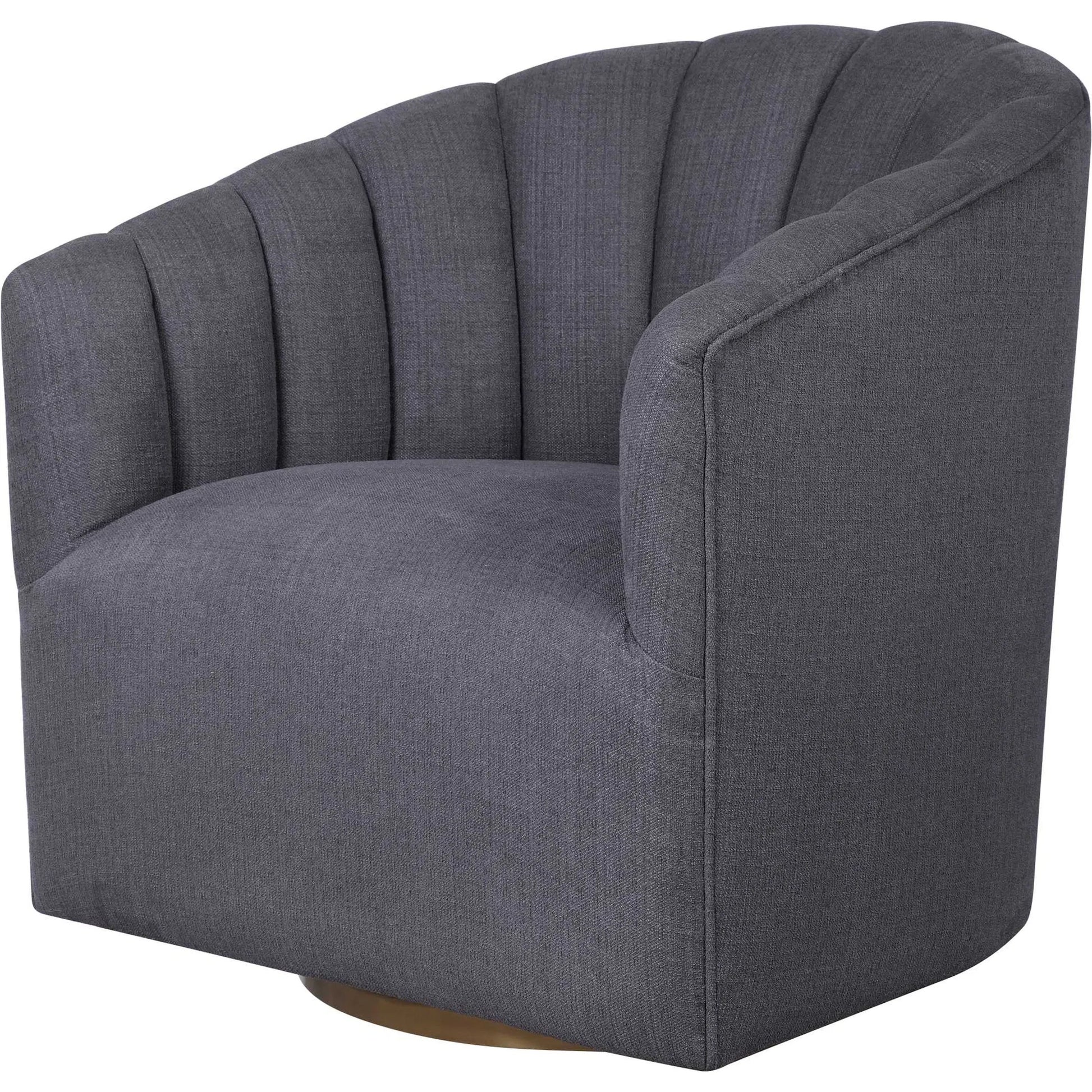 Cuthbert Modern Swivel Chair by Uttermost. Made from stainless steel, plywood, hardwood, foam, fabric in a transitional style.