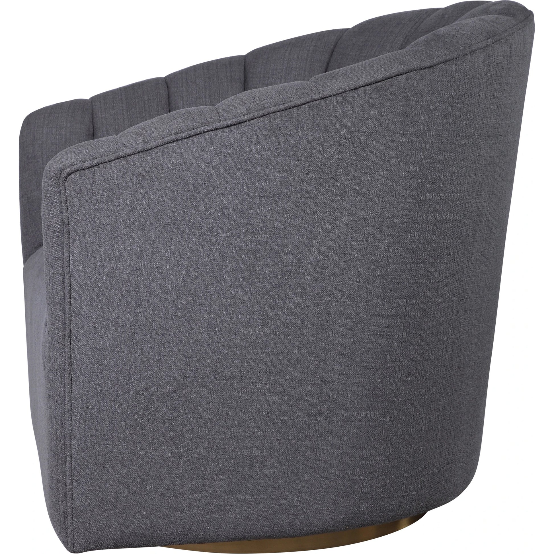 Cuthbert Modern Swivel Chair by Uttermost. Made from stainless steel, plywood, hardwood, foam, fabric in a transitional style.