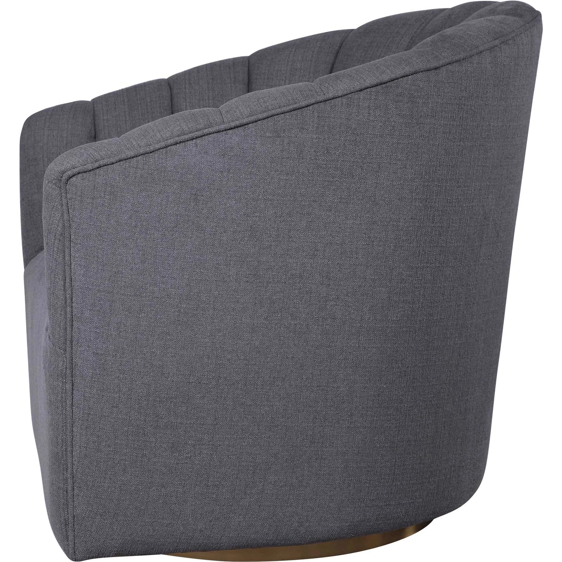 Cuthbert Modern Swivel Chair by Uttermost. Made from stainless steel, plywood, hardwood, foam, fabric in a transitional style.