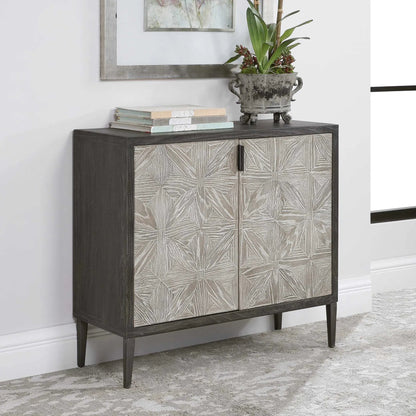 Laurentia Accent Cabinet by Uttermost. Made from elm, elm (venner), oak (venner), iron, plywood in a modern style.