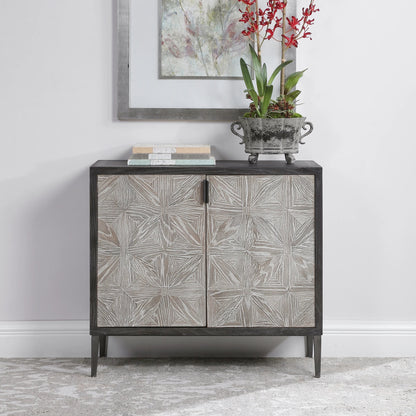 Laurentia Accent Cabinet by Uttermost. Made from elm, elm (venner), oak (venner), iron, plywood in a modern style.