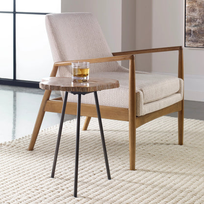 Mircea Petrified Wood Accent Table by Uttermost in wood. Made from 77% petrified wood, 20% plywood, 3% metal in a modern style.