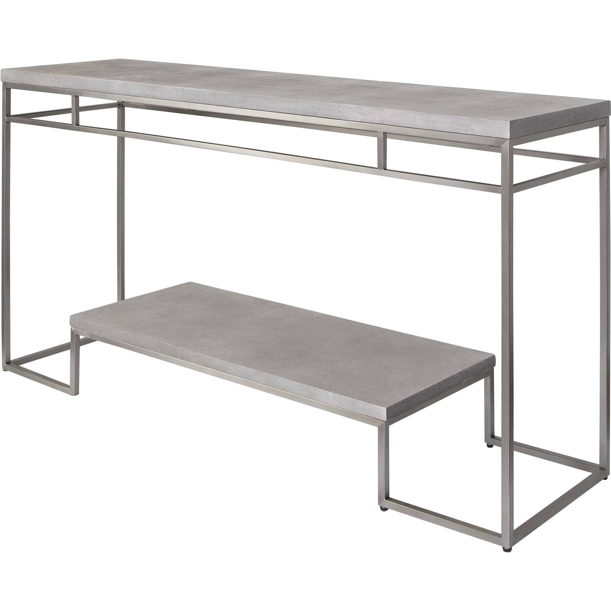 Clea Console Table by Uttermost. Made from stainless steel, mdf, faux shargreen in a modern style.