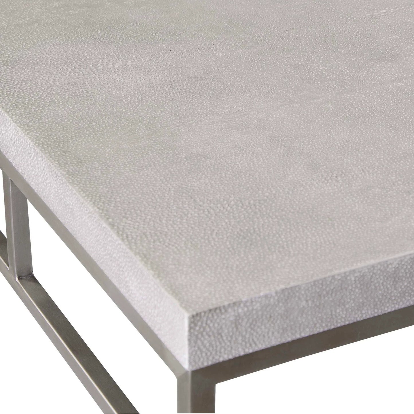 006 SR-897252 | Closeup | Clea Console Table by Uttermost. Made from stainless steel, mdf, faux shargreen in a modern style.