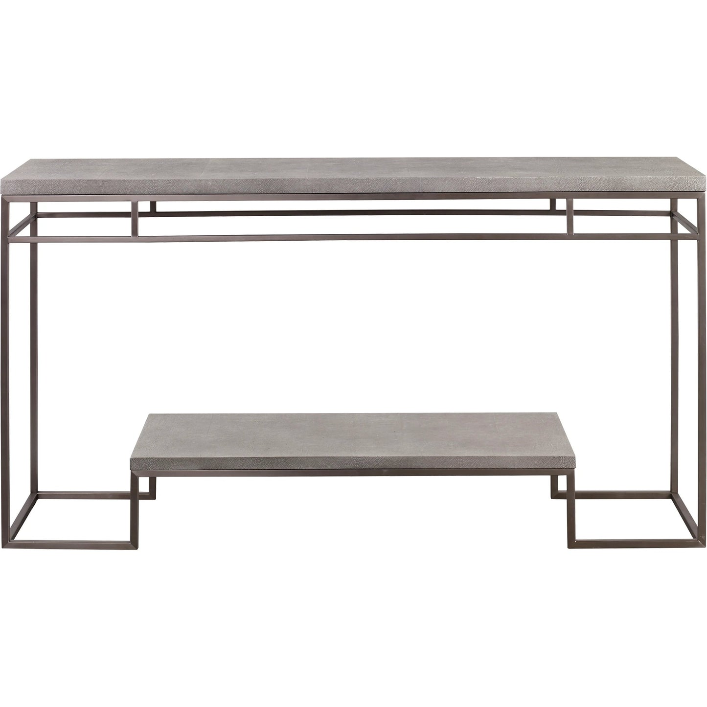 001 SR-897252 | Primary Silo | Clea Console Table by Uttermost. Made from stainless steel, mdf, faux shargreen in a modern style.