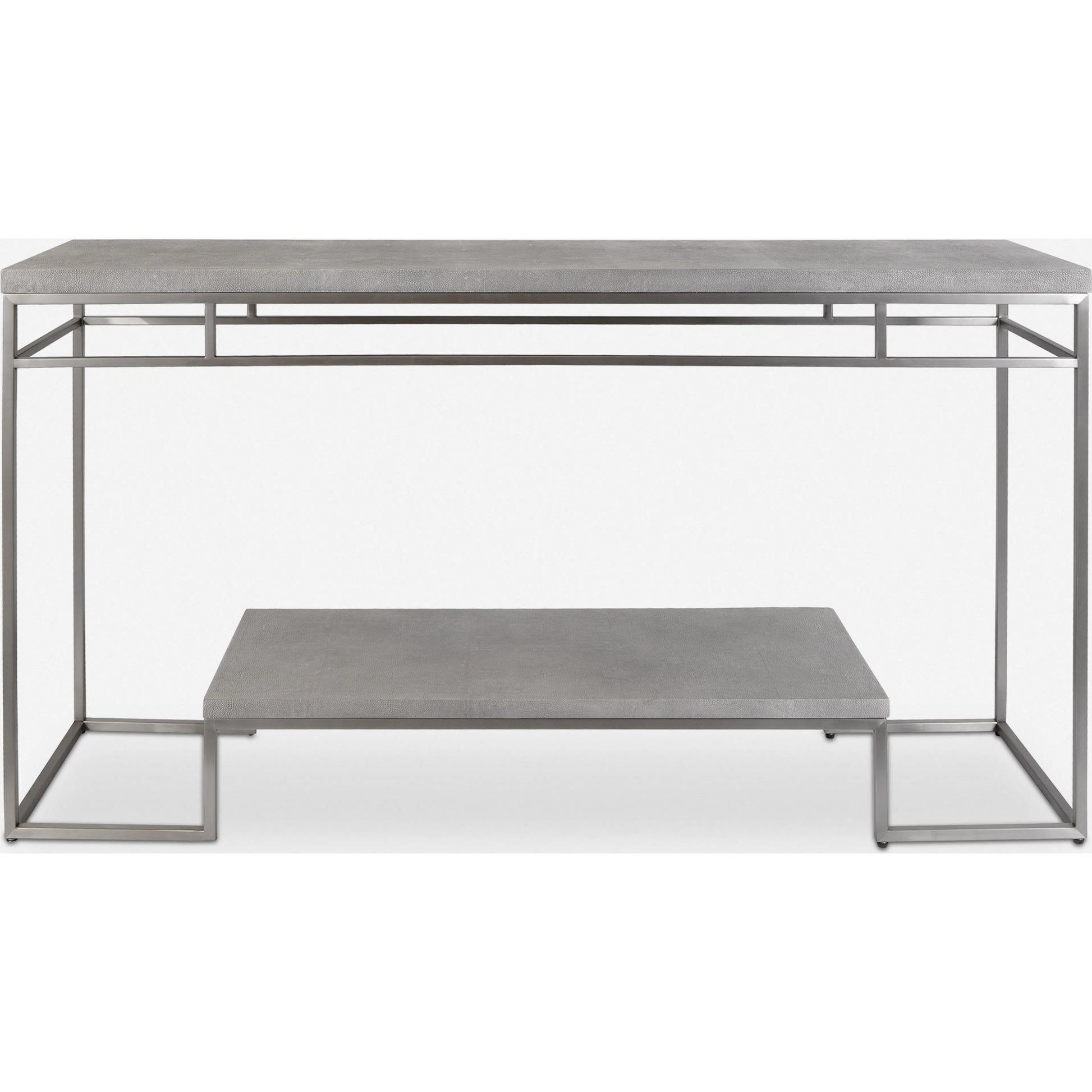 Clea Console Table by Uttermost. Made from stainless steel, mdf, faux shargreen in a modern style.