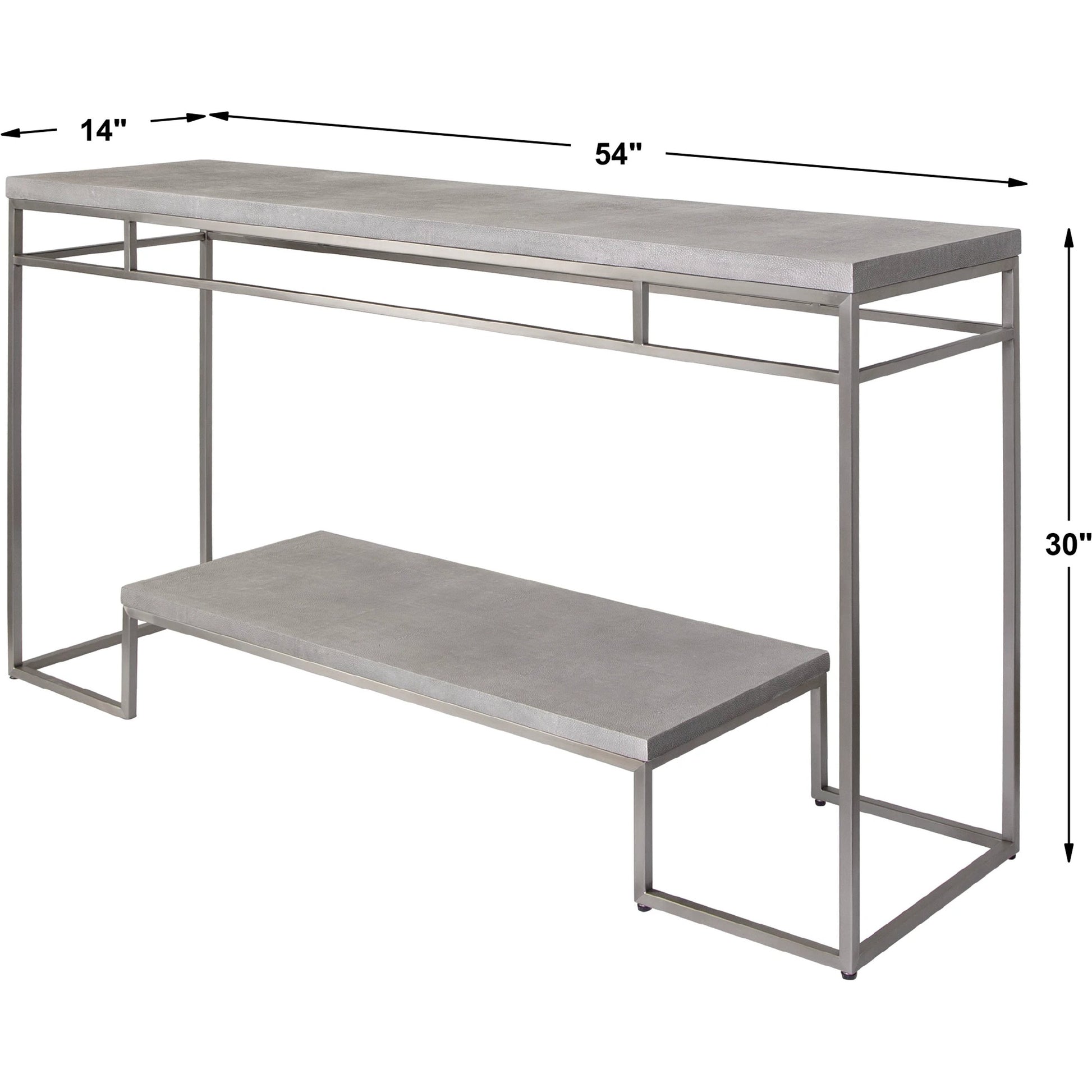 Clea Console Table by Uttermost. Made from stainless steel, mdf, faux shargreen in a modern style.