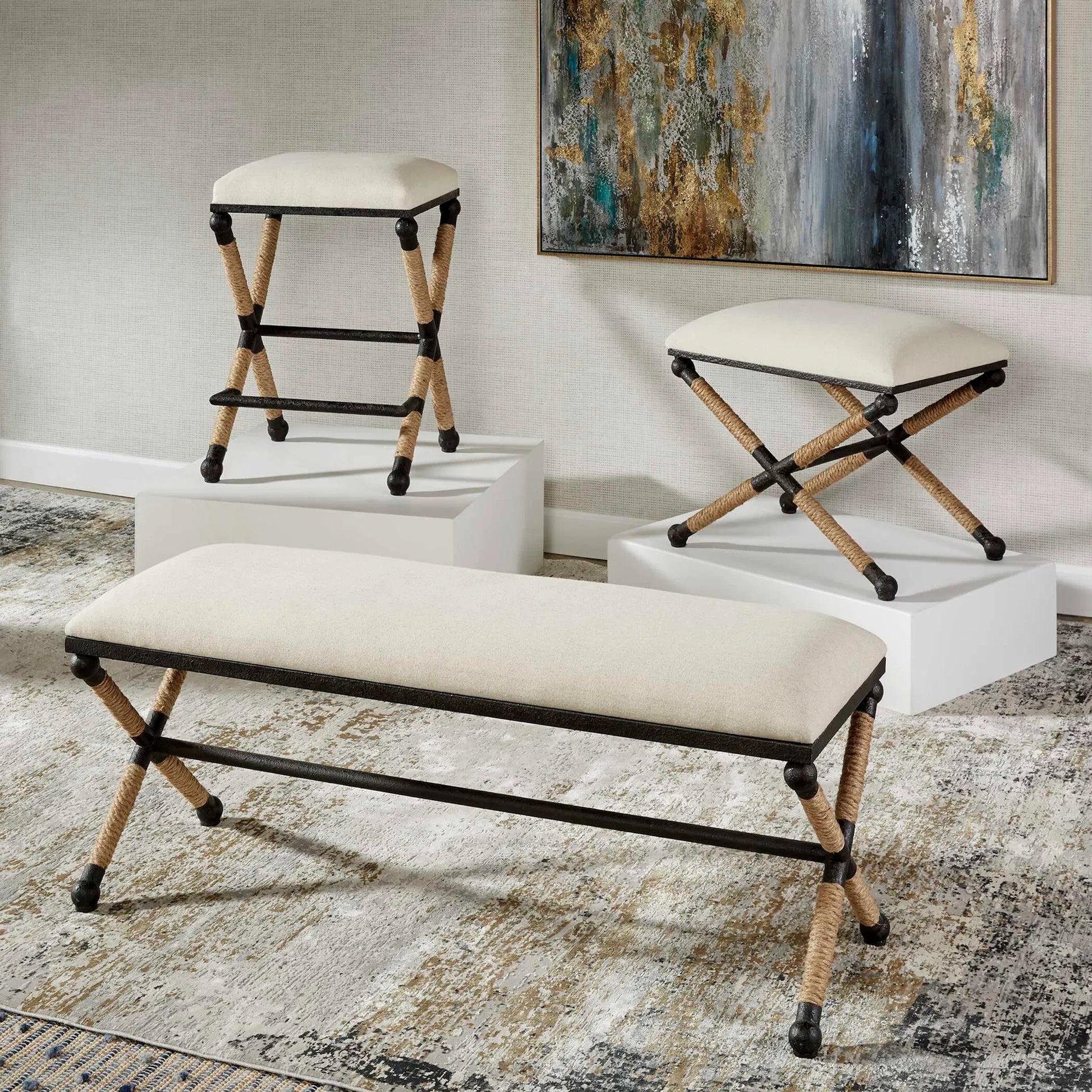 Firth Small Bench by Uttermost. Made from unique in a coastal style.