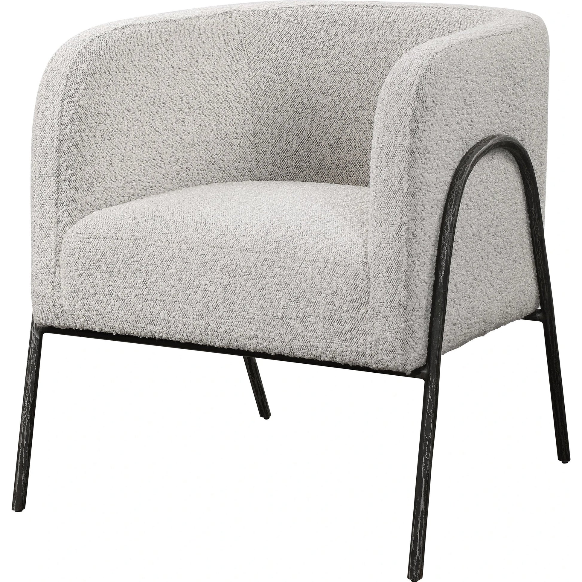 Jacobsen Accent Chair by Uttermost in ivory, warm gray and iron. Made from fabric, foam, plywood, iron in a modern style.
