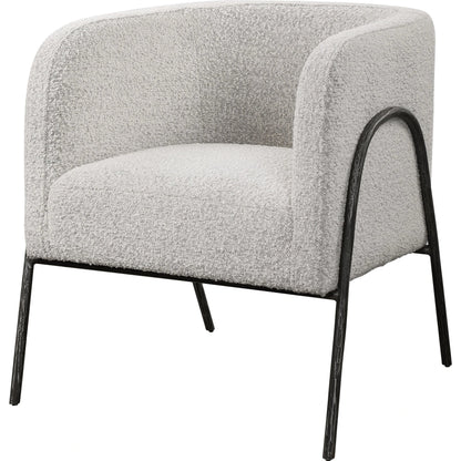 Jacobsen Accent Chair by Uttermost in ivory, warm gray and iron. Made from fabric, foam, plywood, iron in a modern style.