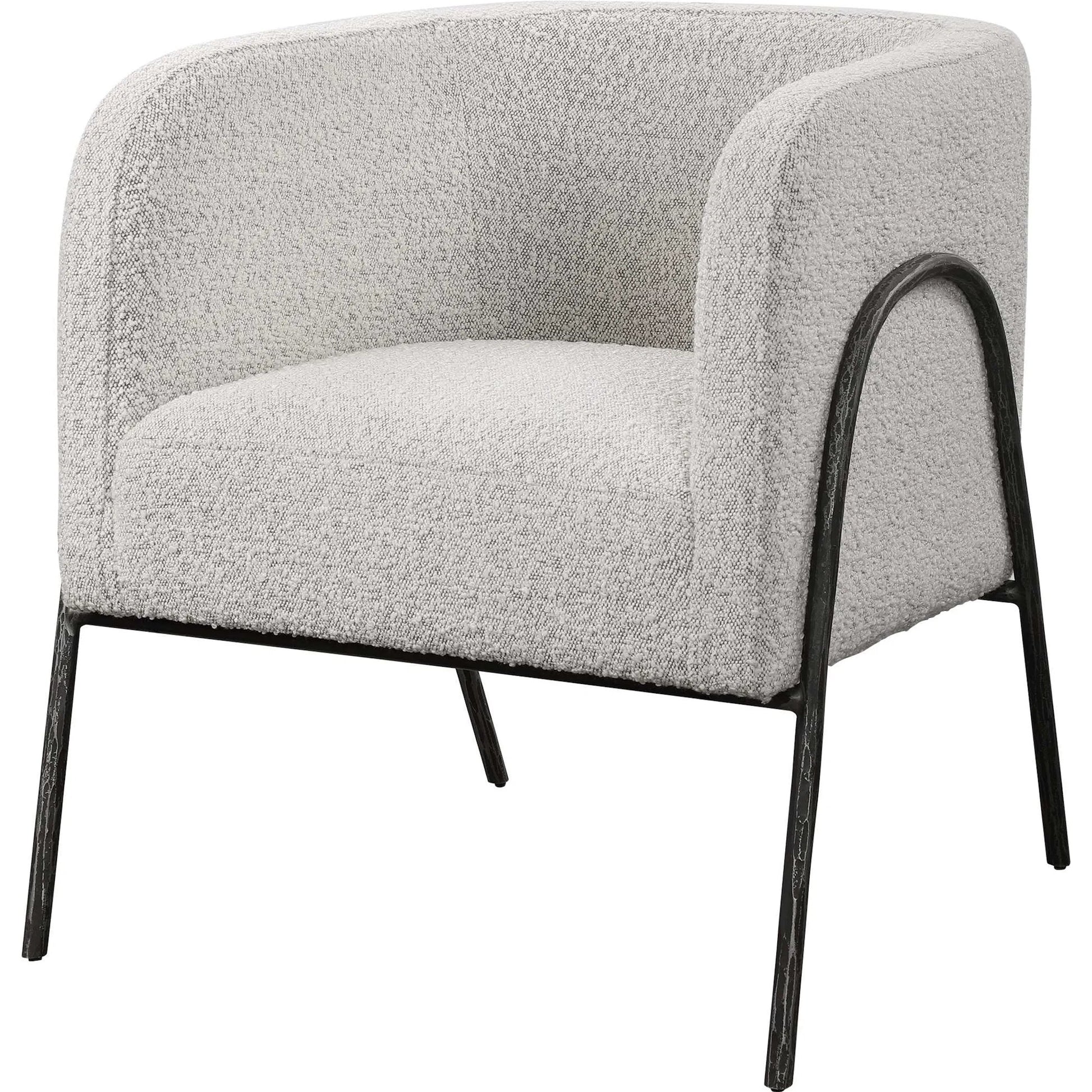 Jacobsen Accent Chair by Uttermost in ivory, warm gray and iron. Made from fabric, foam, plywood, iron in a modern style.