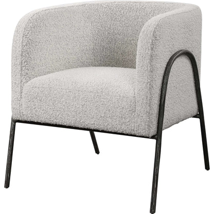 Jacobsen Accent Chair by Uttermost in ivory, warm gray and iron. Made from fabric, foam, plywood, iron in a modern style.