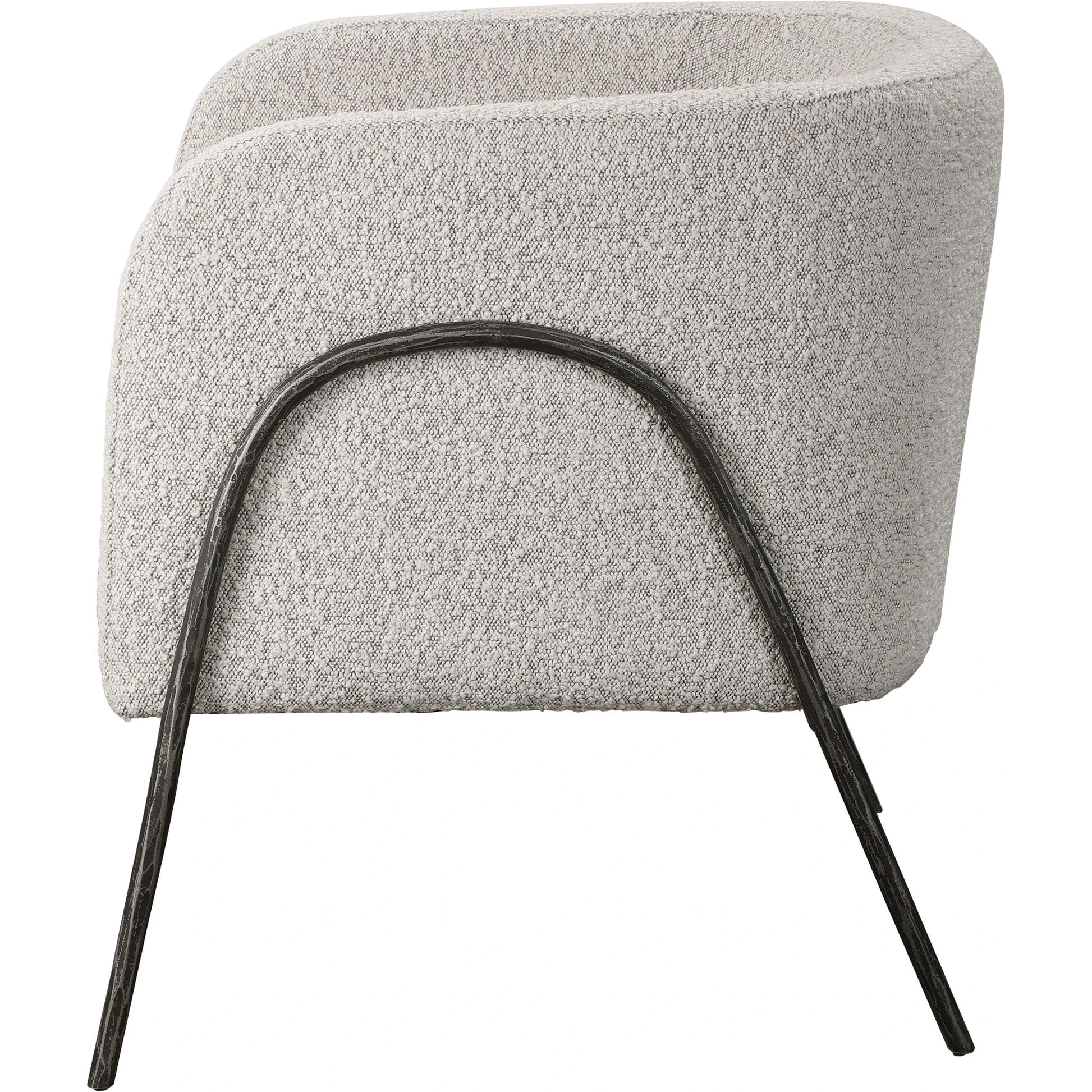 Jacobsen Accent Chair by Uttermost in ivory, warm gray and iron. Made from fabric, foam, plywood, iron in a modern style.