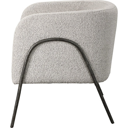Jacobsen Accent Chair by Uttermost in ivory, warm gray and iron. Made from fabric, foam, plywood, iron in a modern style.