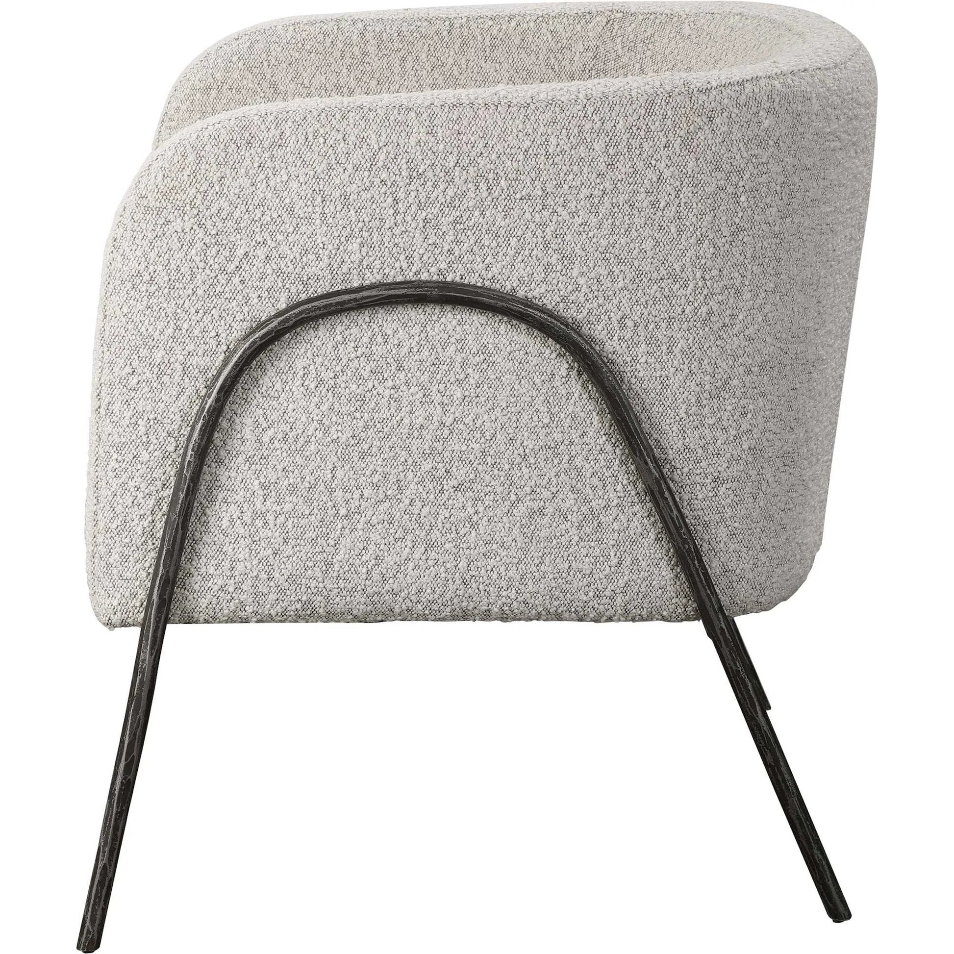 Jacobsen Accent Chair by Uttermost in ivory, warm gray and iron. Made from fabric, foam, plywood, iron in a modern style.