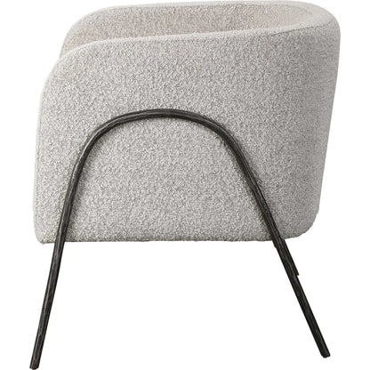 Jacobsen Accent Chair by Uttermost in ivory, warm gray and iron. Made from fabric, foam, plywood, iron in a modern style.