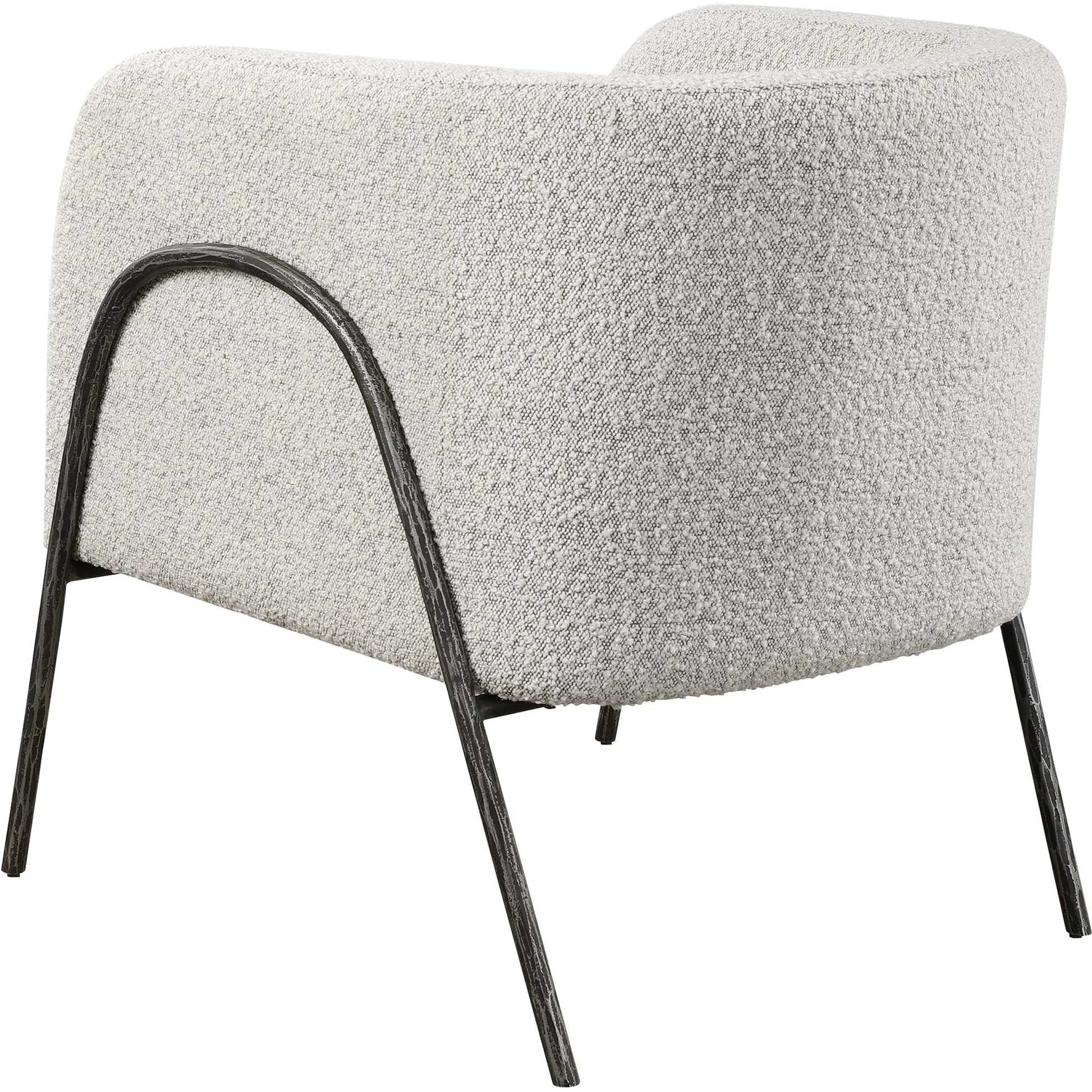 Jacobsen Accent Chair by Uttermost in ivory, warm gray and iron. Made from fabric, foam, plywood, iron in a modern style.
