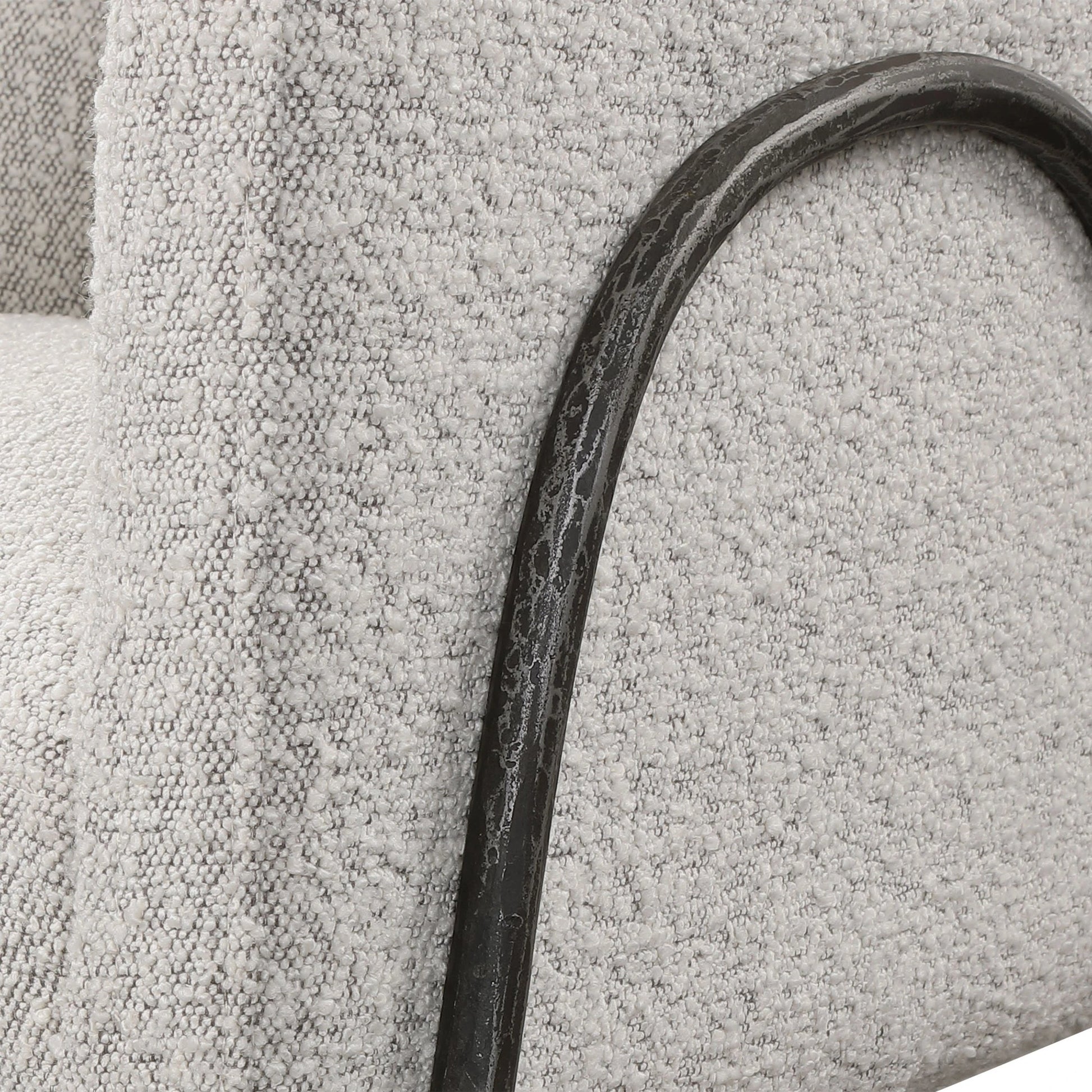 Jacobsen Accent Chair by Uttermost in ivory, warm gray and iron. Made from fabric, foam, plywood, iron in a modern style.