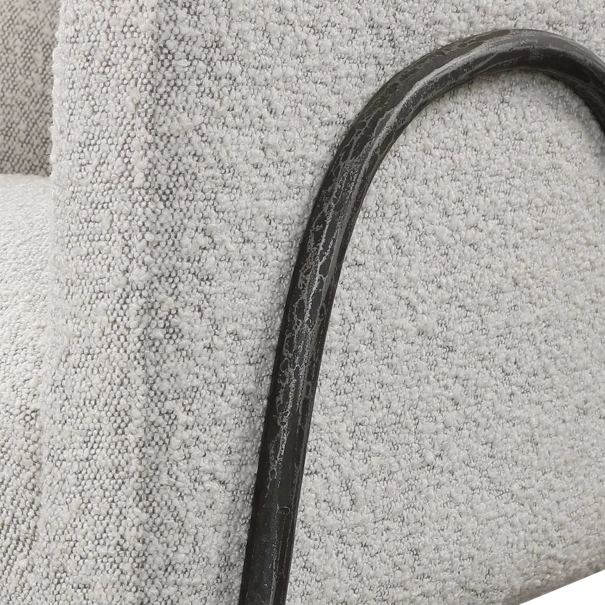 Jacobsen Accent Chair by Uttermost in ivory, warm gray and iron. Made from fabric, foam, plywood, iron in a modern style.