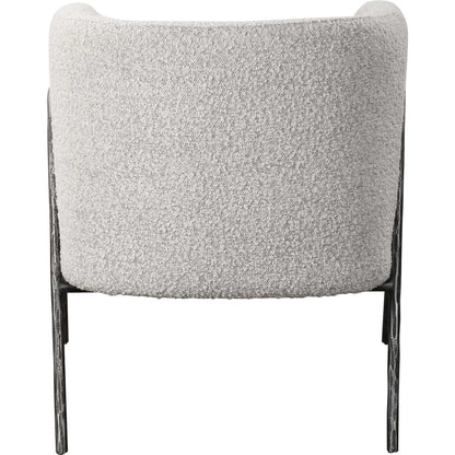 Jacobsen Accent Chair by Uttermost in ivory, warm gray and iron. Made from fabric, foam, plywood, iron in a modern style.