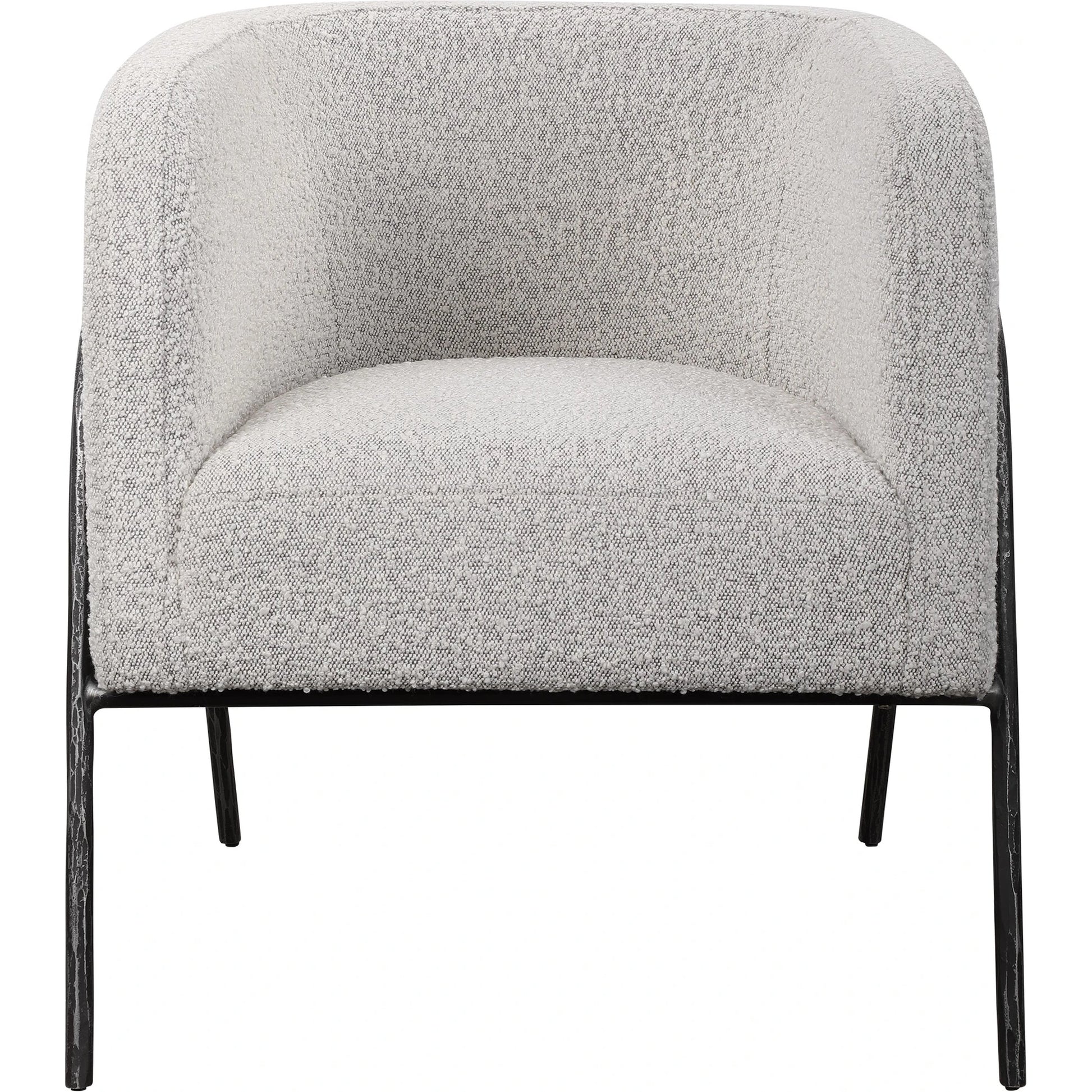 Jacobsen Accent Chair by Uttermost in ivory, warm gray and iron. Made from fabric, foam, plywood, iron in a modern style.