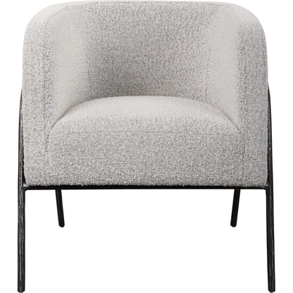 Jacobsen Accent Chair by Uttermost in ivory, warm gray and iron. Made from fabric, foam, plywood, iron in a modern style.