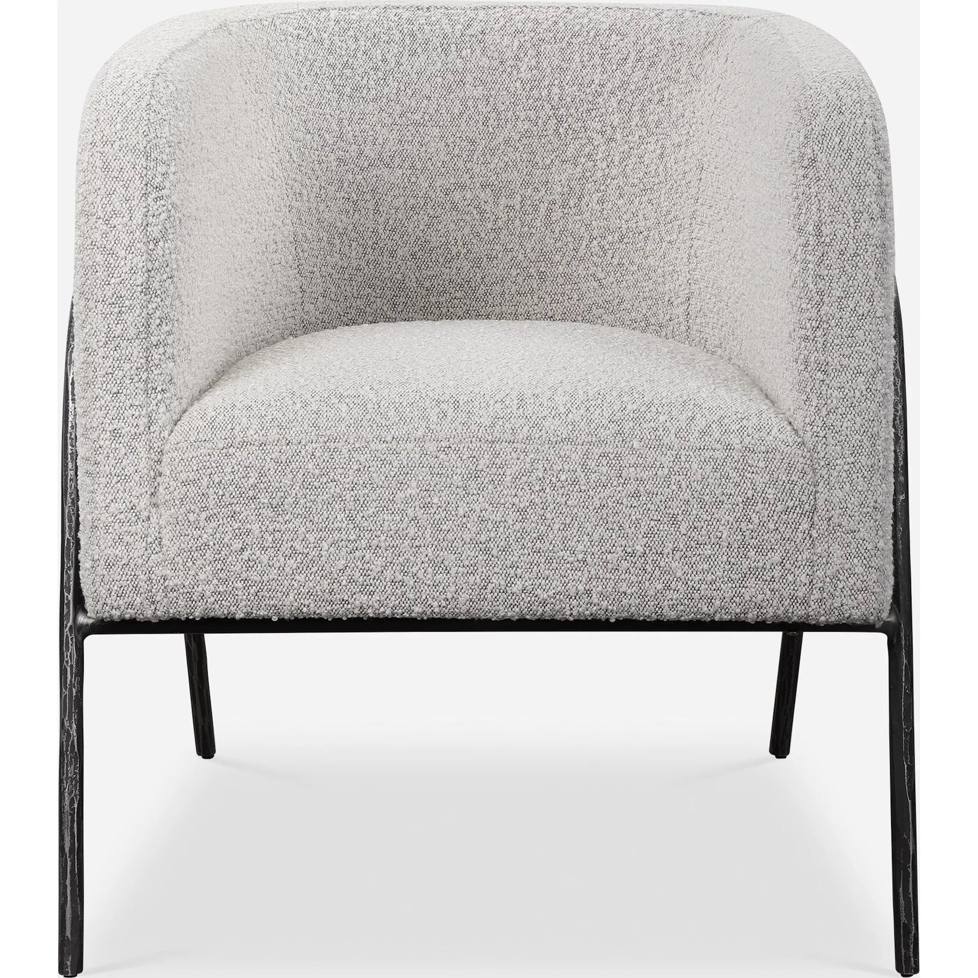 Jacobsen Accent Chair by Uttermost in ivory, warm gray and iron. Made from fabric, foam, plywood, iron in a modern style.