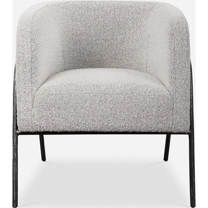 Jacobsen Accent Chair by Uttermost in ivory, warm gray and iron. Made from fabric, foam, plywood, iron in a modern style.