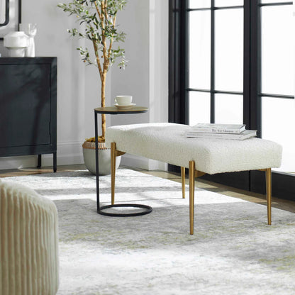 Olivier Bench by Uttermost. Made from stainless steel, fabric, plywood, foam in a modern style.