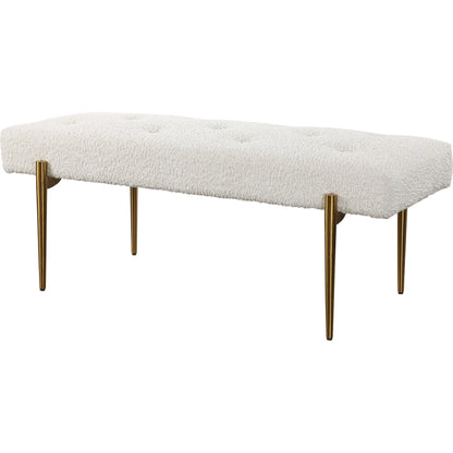 Olivier Bench by Uttermost. Made from stainless steel, fabric, plywood, foam in a modern style.