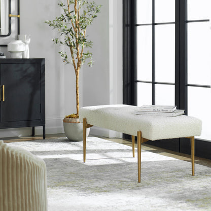 Olivier Bench by Uttermost. Made from stainless steel, fabric, plywood, foam in a modern style.