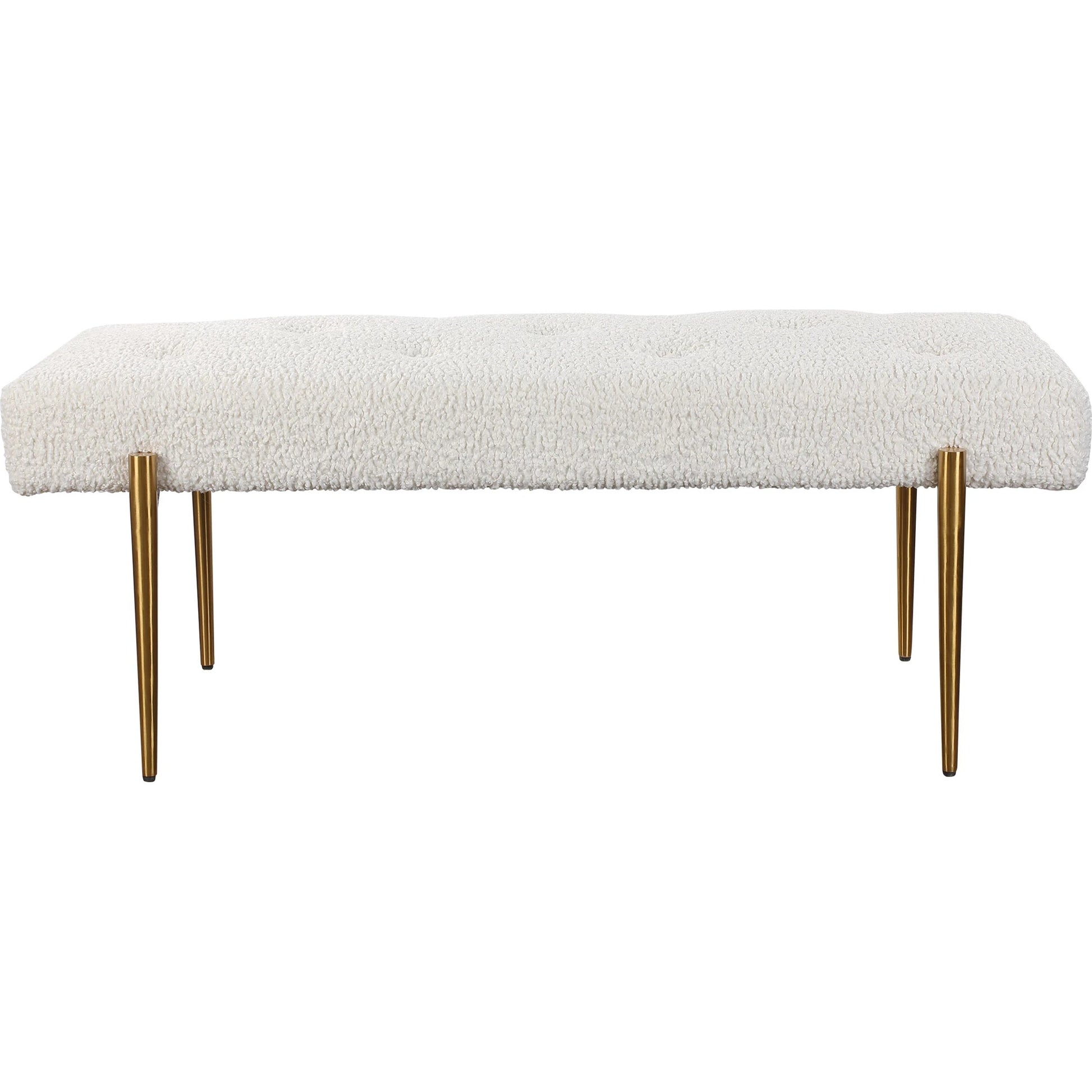 Olivier Bench by Uttermost. Made from stainless steel, fabric, plywood, foam in a modern style.
