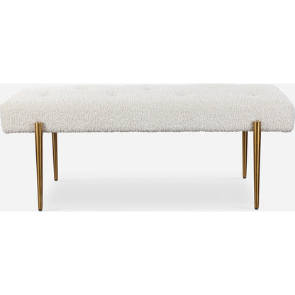 Olivier Bench by Uttermost. Made from stainless steel, fabric, plywood, foam in a modern style.
