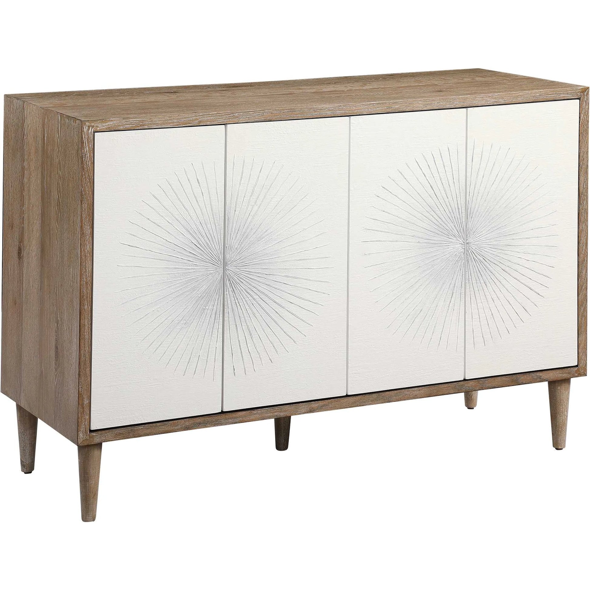 Dani Cabinet by Uttermost in white. Made from rubber wood, plywood, mdf, oak veneer in a modern style.