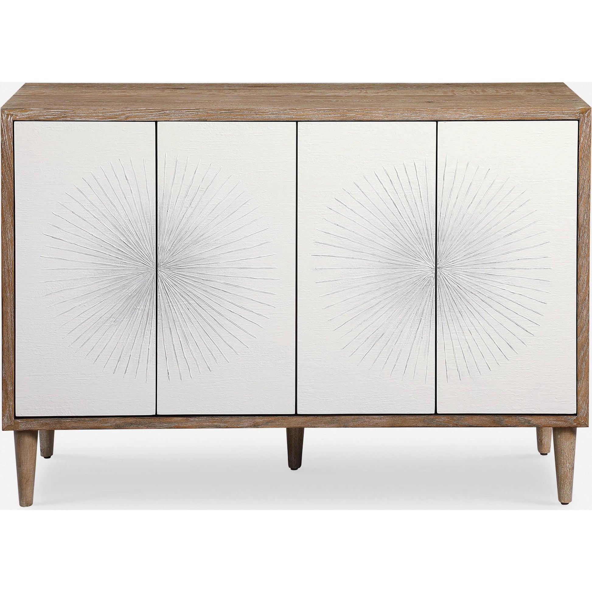 Dani Cabinet by Uttermost in white. Made from rubber wood, plywood, mdf, oak veneer in a modern style.