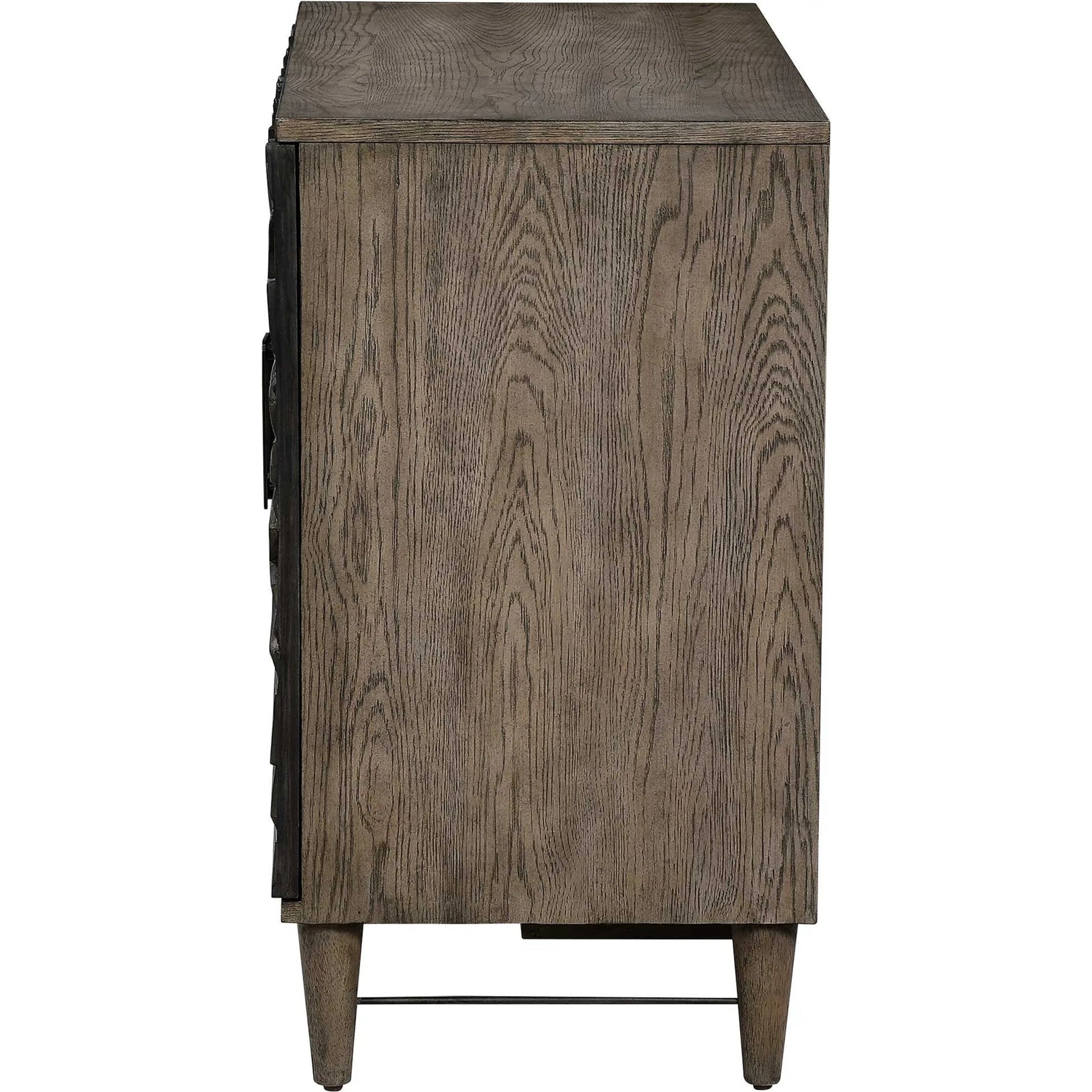 Shield Cabinet by Uttermost in gray. Made from rubber wood, oak veneer, mdf, particle board, steel in a eclectic & global style.