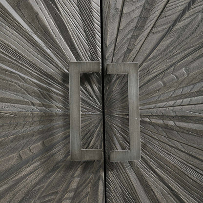 Shield Cabinet by Uttermost in gray. Made from rubber wood, oak veneer, mdf, particle board, steel in a eclectic & global style.